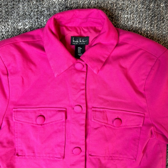 Nicole Miller New York Jackets & Blazers - Nicole Miller New York Hot Pink Button Front Cropped Jacket Size S Barbiecore